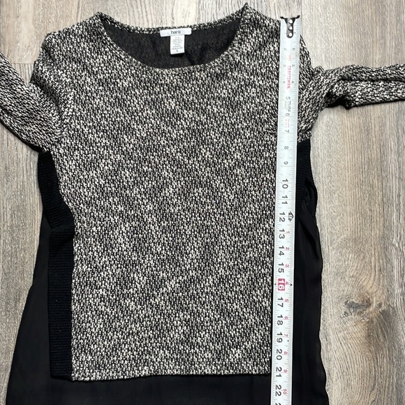 Bar III Black & White Marled Knit Sweater Over Black Sheer Lining, size small - Picture 9 of 10
